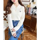 刺繍入り衿付きポロニット | moment+ | 詳細画像4 