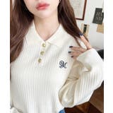 刺繍入り衿付きポロニット | moment+ | 詳細画像6 