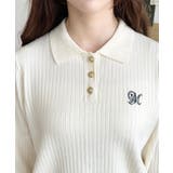 刺繍入り衿付きポロニット | moment+ | 詳細画像8 