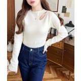 アシメカットアウトリブニットプルオーバー | moment+ | 詳細画像3 