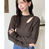 ブラウン | アシメカットアウトリブニットプルオーバー | moment+