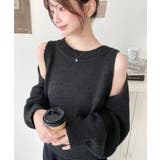 チャコールグレー | ショルダースリットニットプルオーバー | moment+