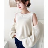 アイボリー | ショルダースリットニットプルオーバー | moment+