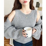 グレー | ショルダースリットニットプルオーバー | moment+