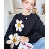 ブラック | フラワージャガードニットプルオーバー | moment+