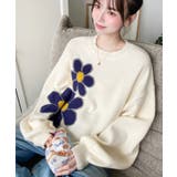 アイボリー | フラワージャガードニットプルオーバー | moment+