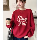 レッド | ジャガードビッグロゴニットプルオーバー | moment+