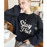 ブラック | ジャガードビッグロゴニットプルオーバー | moment+