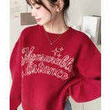 レッド | ラインロゴジャガードニットプルオーバー | moment+