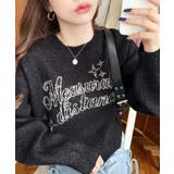 ブラック | ラインロゴジャガードニットプルオーバー | moment+