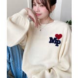 アイボリー | ハートワンポイントロゴニットプルオーバー | moment+