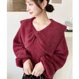 ボルドー | ケープリボンシャギーニットプルオーバー | moment+