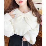 アイボリー | ケープリボンシャギーニットプルオーバー | moment+