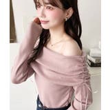 ピンク | ドロストリボンオフショルニットプルオーバー | moment+