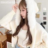 moment+（モーメントプラス） | ボリュームファーフードジップアップニットパーカー