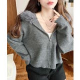 ボリュームファーフードジップアップニットパーカー | moment+ | 詳細画像22 