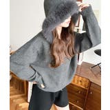 ボリュームファーフードジップアップニットパーカー | moment+ | 詳細画像26 