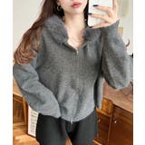 ボリュームファーフードジップアップニットパーカー | moment+ | 詳細画像28 