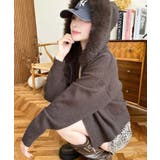 ボリュームファーフードジップアップニットパーカー | moment+ | 詳細画像30 