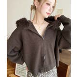 ボリュームファーフードジップアップニットパーカー | moment+ | 詳細画像32 