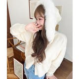 ボリュームファーフードジップアップニットパーカー | moment+ | 詳細画像4 