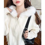 ボリュームファーフードジップアップニットパーカー | moment+ | 詳細画像8 