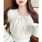 ギャザーリボンミックスプルオーバー | moment+ | 詳細画像2 