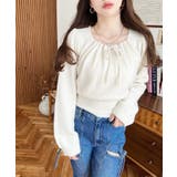 ギャザーリボンミックスプルオーバー | moment+ | 詳細画像4 