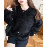 金ボタンロングフェザーショート丈ニットカーディガン | moment+ | 詳細画像10 