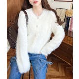 金ボタンロングフェザーショート丈ニットカーディガン | moment+ | 詳細画像5 