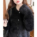 金ボタンロングフェザーショート丈ニットカーディガン | moment+ | 詳細画像6 