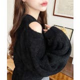 アシンメトリーネックショルダースリットフェザーニットプルオーバー | moment+ | 詳細画像14 