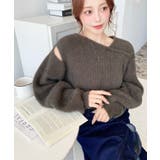 アシンメトリーネックショルダースリットフェザーニットプルオーバー | moment+ | 詳細画像16 