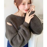 アシンメトリーネックショルダースリットフェザーニットプルオーバー | moment+ | 詳細画像17 