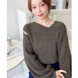 アシンメトリーネックショルダースリットフェザーニットプルオーバー | moment+ | 詳細画像20 