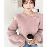 アシンメトリーネックショルダースリットフェザーニットプルオーバー | moment+ | 詳細画像22 