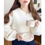 アシンメトリーネックショルダースリットフェザーニットプルオーバー | moment+ | 詳細画像3 