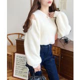 アシンメトリーネックショルダースリットフェザーニットプルオーバー | moment+ | 詳細画像4 