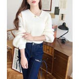 アシンメトリーネックショルダースリットフェザーニットプルオーバー | moment+ | 詳細画像5 