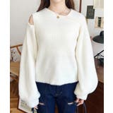 アシンメトリーネックショルダースリットフェザーニットプルオーバー | moment+ | 詳細画像6 