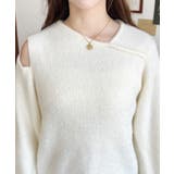 アシンメトリーネックショルダースリットフェザーニットプルオーバー | moment+ | 詳細画像7 