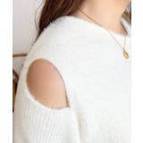 アシンメトリーネックショルダースリットフェザーニットプルオーバー | moment+ | 詳細画像8 