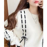 アイボリー | 編み込みリボンフェザーニットプルオーバー | moment+