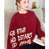 レッド | サガラ刺繍ロゴニットプルオーバー | moment+