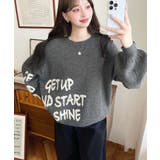 チャコールグレー | サガラ刺繍ロゴニットプルオーバー | moment+