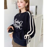 Ｗジャガードラインリボンロゴニットプルオーバー | moment+ | 詳細画像14 