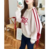 Ｗジャガードラインリボンロゴニットプルオーバー | moment+ | 詳細画像4 