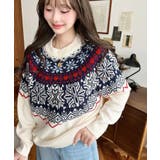 スノーノルディック柄求心Wジャガードニットプルオーバー（ノルディックセーター） | moment+ | 詳細画像5 