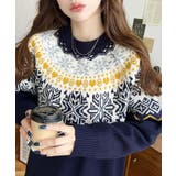 スノーノルディック柄求心Wジャガードニットプルオーバー（ノルディックセーター） | moment+ | 詳細画像6 