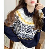 スノーノルディック柄求心Wジャガードニットプルオーバー（ノルディックセーター） | moment+ | 詳細画像9 